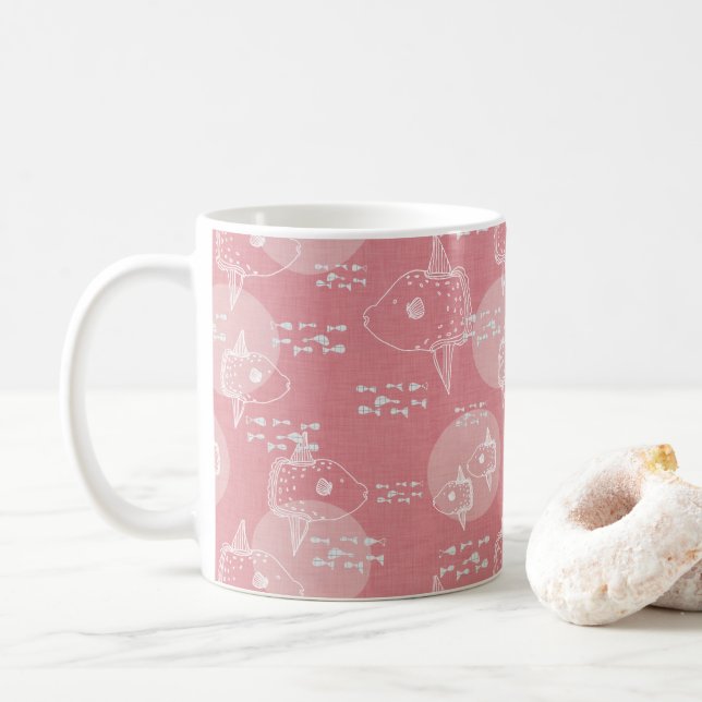 Caneca De Café Mola Mola Peixe-sol Rosa (Com Donut)