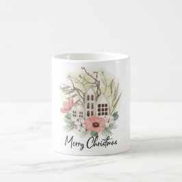 Caneca De Café Mola Pastel Rosa Castanho Verde Feliz Natal Feliz