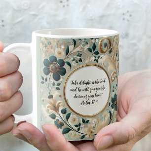 Caneca De Café Moldura Bege Verde Verso Personalizável