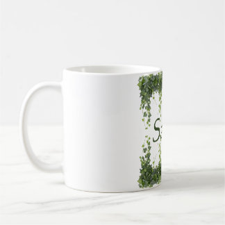 Caneca De Café Moldura Botânica de Hera Verde Elegante Personaliz