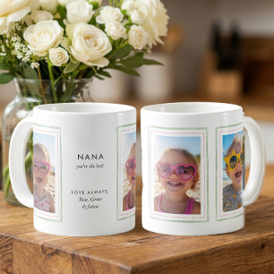 Caneca De Café Moldura com Fita Verde Salvia Editável Nana 3 Foto