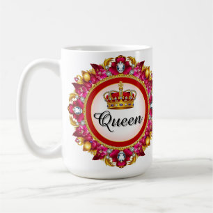 Caneca De Café Moldura de Coroa Real Com Diamantes e Bordadura Fl
