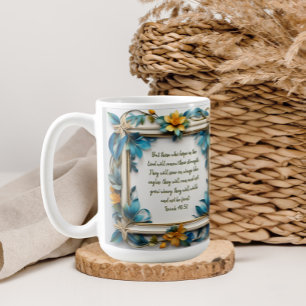 Caneca De Café Moldura de Flor de Topázio Azul