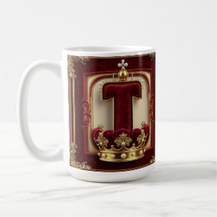 Caneca De Café Moldura de Ouro Luxuosa Com Monograma Coronado