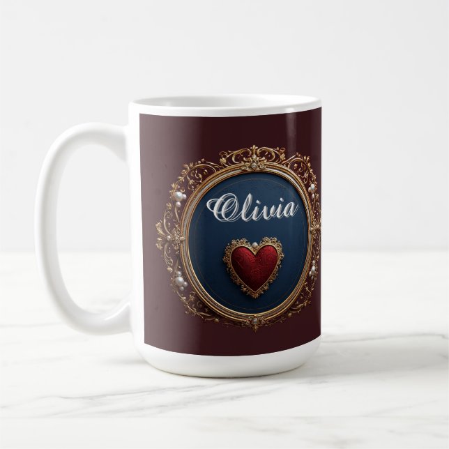Caneca De Café Moldura de Ouro Luxuosa Com Pérolas (Esquerda)