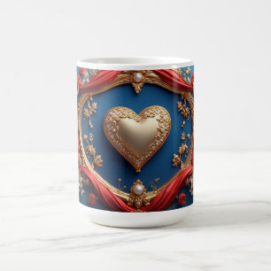Caneca De Café Moldura de Ouro Luxuoso Com Pérolas