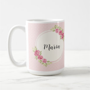 Caneca De Café Moldura de Rosas Vintage Shabby Chic
