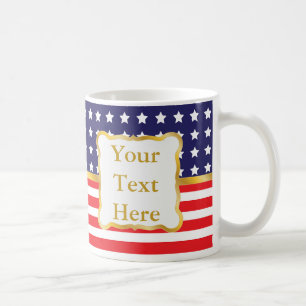 Caneca De Café Moldura Dourada Sobre Fundo Patriótico