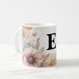Caneca De Café Moldura Floral de Folhas de Outono em Aquarela Pas