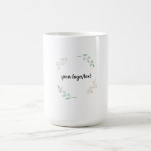 Caneca De Café Moldura Floral Minimalista - Design Elegante de Xí