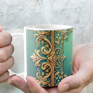 Caneca De Café Moldura Quadrada Filigrana Personalizável