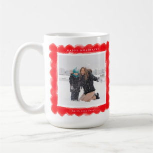 Caneca De Café moldura vermelha ousada moderna retrô natal duas f