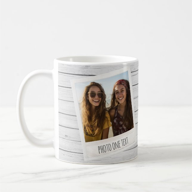 Caneca De Café Molduras de Fotos Rústicas 2 - Impressão em Madeir (Esquerda)