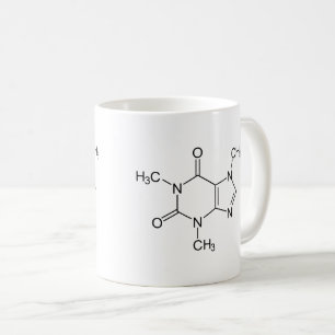 Caneca De Café Molécula de Cafeína Química Café Átomos