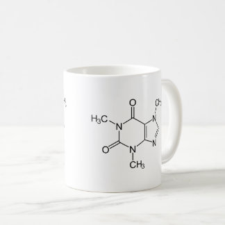 Caneca De Café Molécula de Cafeína Química Café Átomos