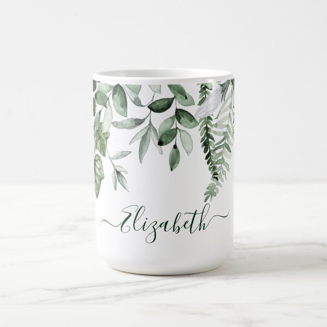 Caneca De Café Molereca Botânica De Aquarelas Ivy Sage Ferns Larg (Centro)