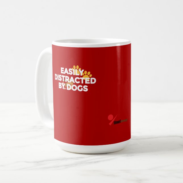 Caneca De Café Moletom engraçado facilmente distraído por cães pa (Frente Esquerda)