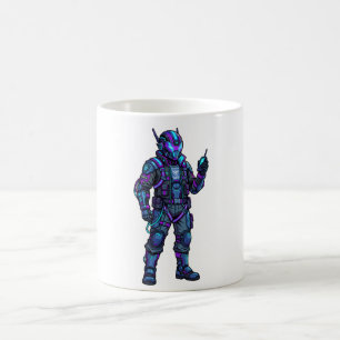 Caneca De Café Moletom Gráfico com Mecha de Piloto Cibernético Fu