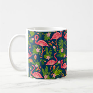 Caneca De Café Moleza rosada flamingo em uma tartaruga listrada