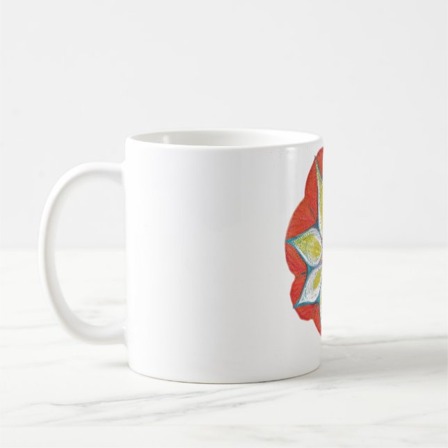 Caneca De Café Molho Amarelo Laranja Clássico Mandala Toro Branco (Esquerda)