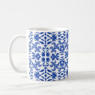 Caneca De Café Molho-branco-azul-mediterrânico