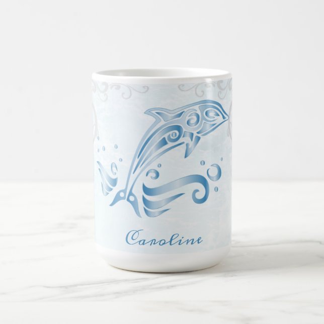 Caneca De Café Molho de café personalizado de golfinho azul (Centro)