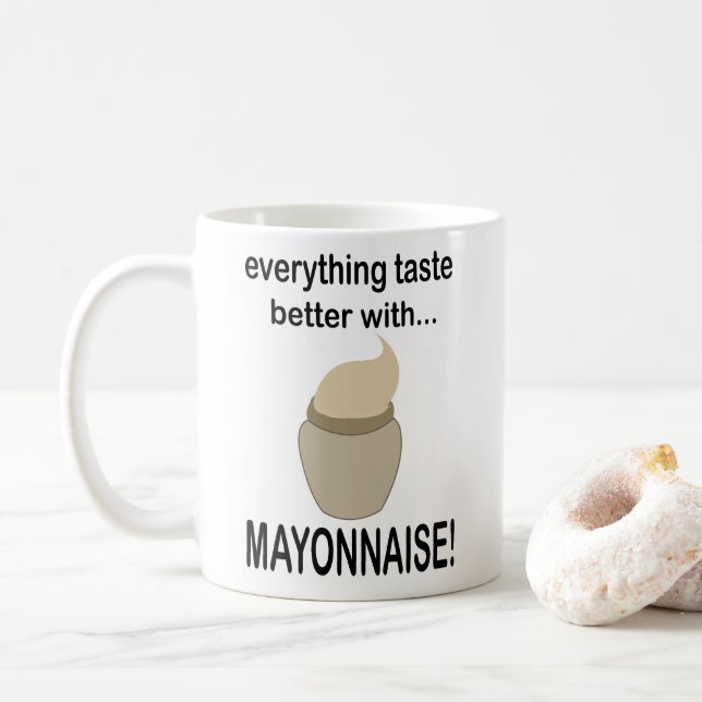 Caneca De Café Molho de Maionese Comida Engraçada Maionese (Com Donut)