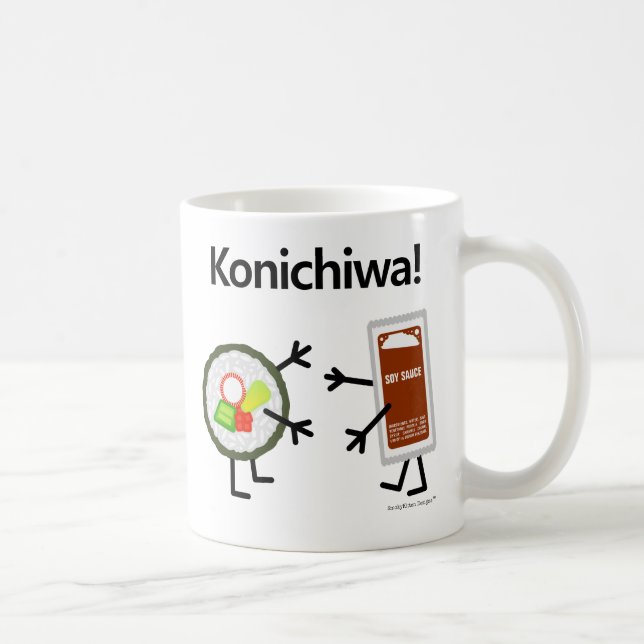 Caneca De Café Molho do sushi & de soja - Konichiwa! (Direita)