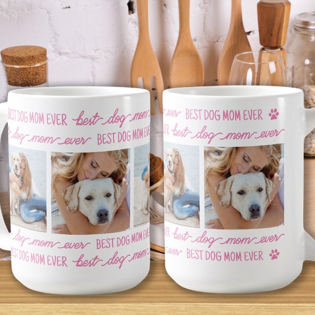 Caneca De Café MOM DOG Personalizado 4 Colagem de Fotografias Ros (Criador carregado)
