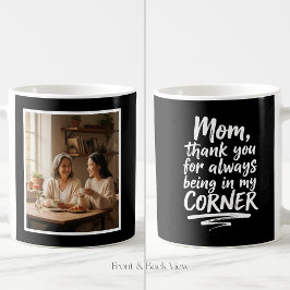 Caneca De Café Mom Easy 1 Photo Quote In My Corner Modern Black