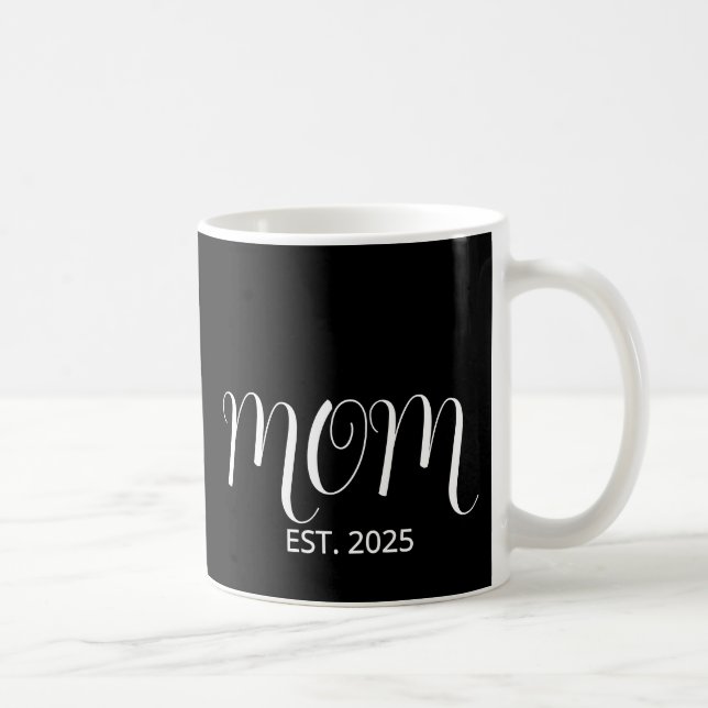 Caneca De Café Mom Established Black Scrip New Mom Gift  (Direita)
