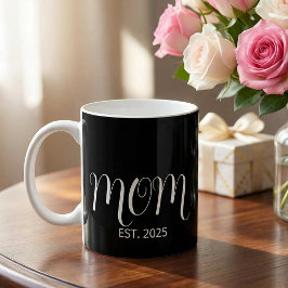Caneca De Café Mom Established Black Scrip New Mom Gift