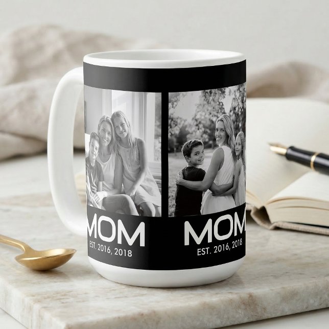 Caneca De Café Mom Established Bold Black 3 Photo  (Criador carregado)