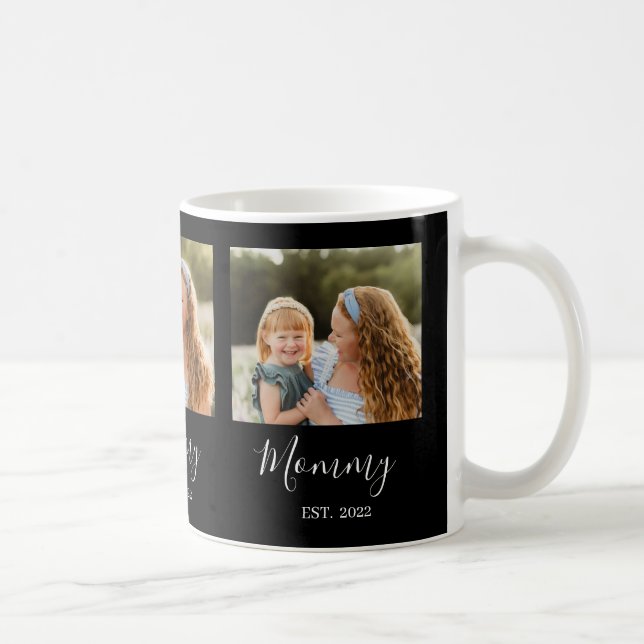 Caneca De Café Mom Established Elegant 3 Photo Script Black (Direita)