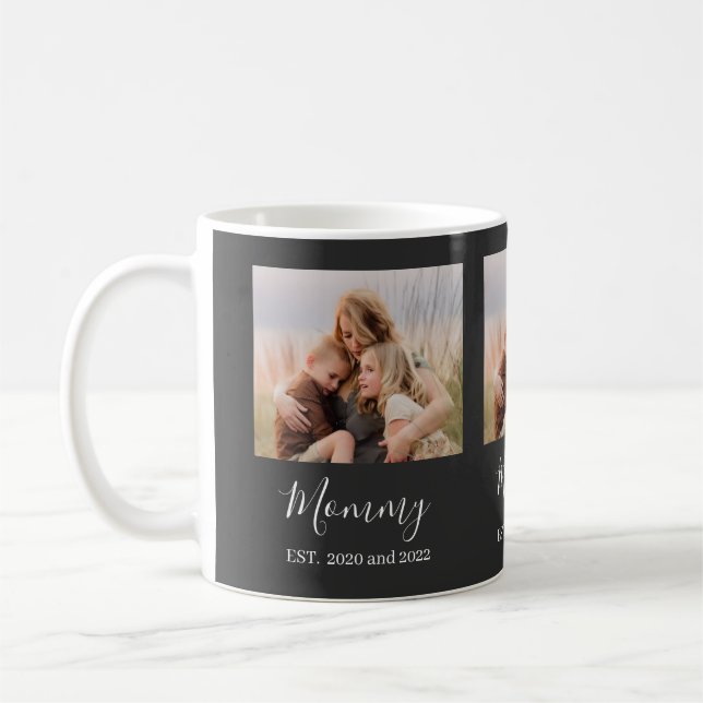 Caneca De Café Mom Established Elegant Photo Script Black (Esquerda)