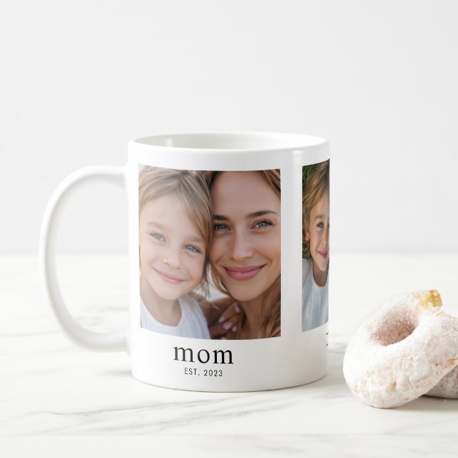 Caneca De Café Mom Established Modern Black 3 Photo (Com Donut)