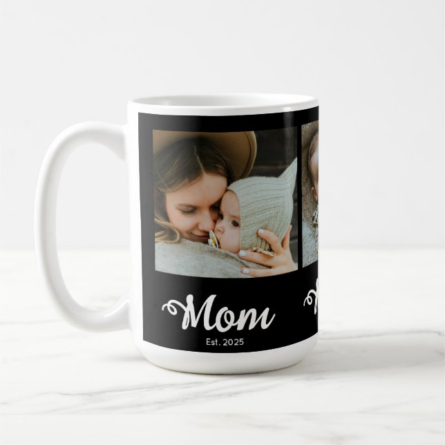 Caneca De Café Mom Established Modern Bold Script Black 3 Photo (Esquerda)