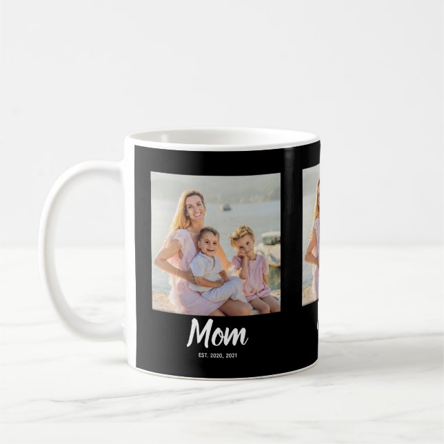 Caneca De Café Mom Established Modern Script Black 3 Photo (Esquerda)