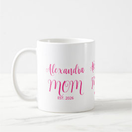 Caneca De Café Mom Established Pink Script Name  Two-Tone Coffee