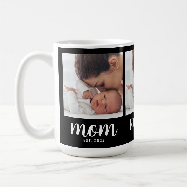 Caneca De Café Mom Established Script Black 3 Photo (Esquerda)