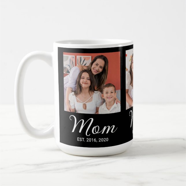 Caneca De Café Mom Established Script Black 3 Photo  (Esquerda)