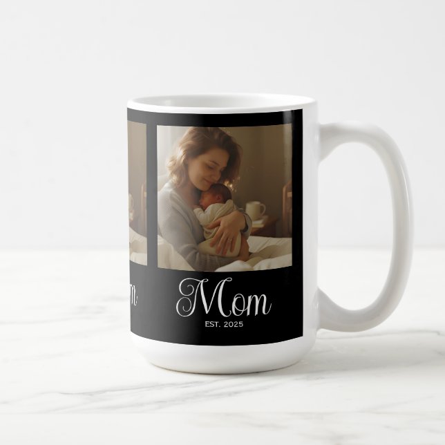 Caneca De Café Mom Established Script Black 3 Photo (Direita)