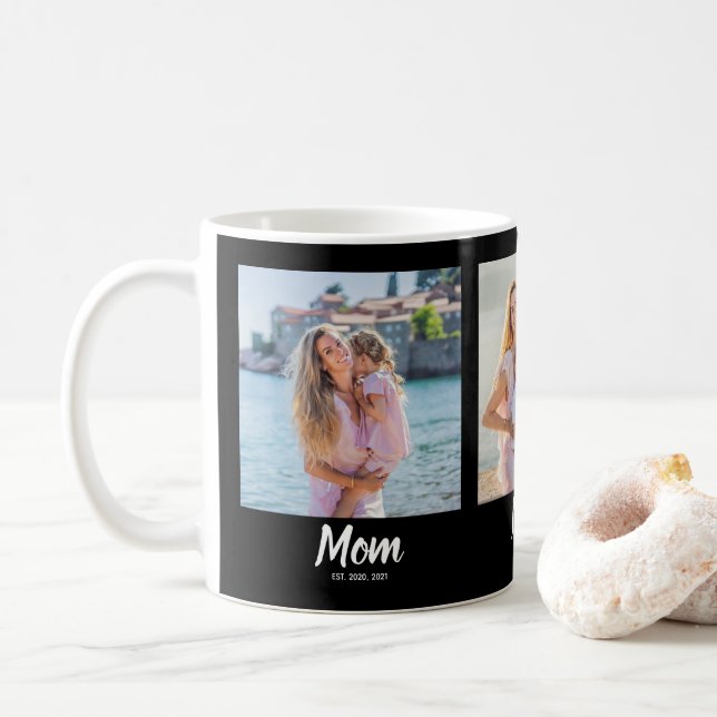 Caneca De Café Mom Established Script Black 3 Photo (Com Donut)