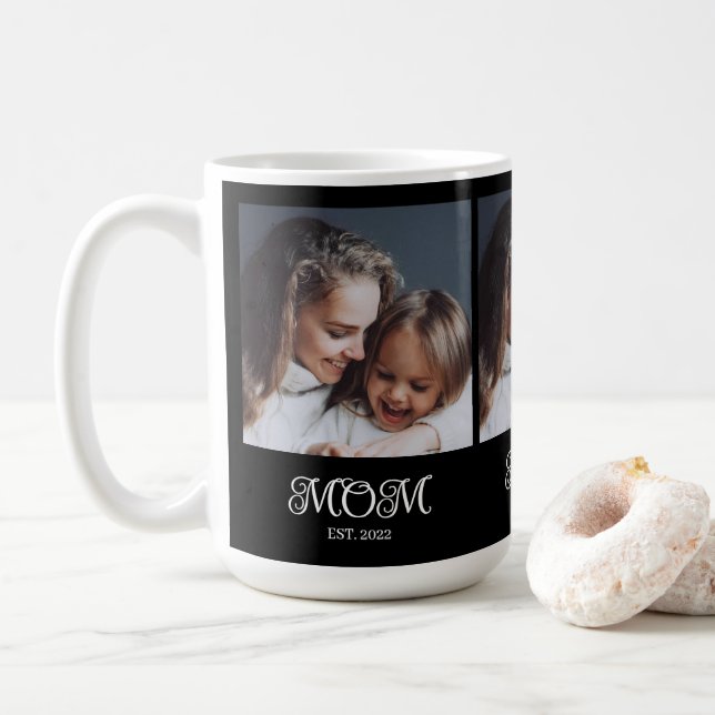 Caneca De Café Mom Established Script Black 3 Photo (Com Donut)