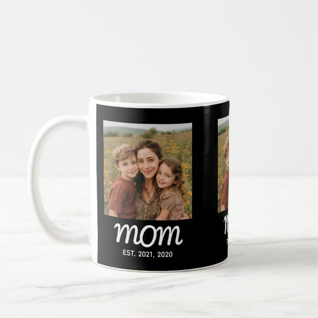 Caneca De Café Mom Established Script Black 3 Photo (Esquerda)