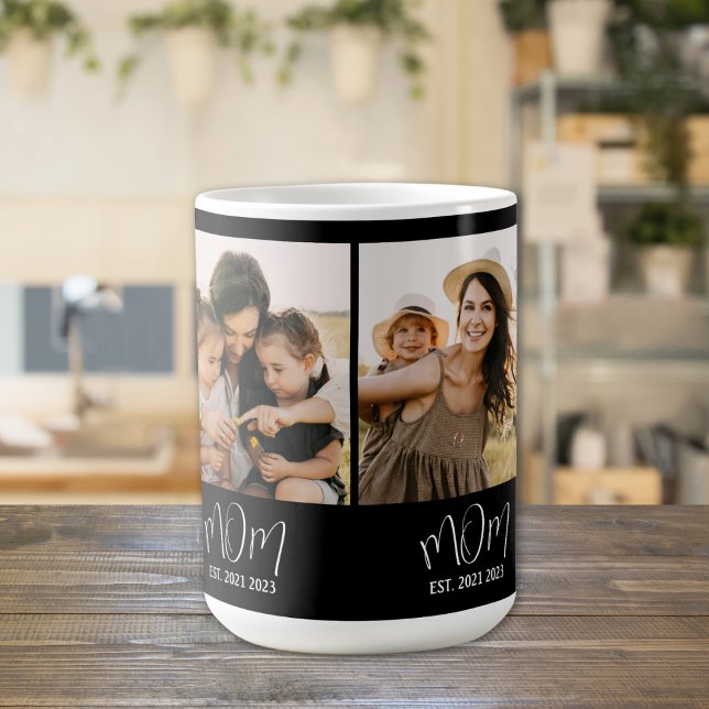 Caneca De Café Mom Established Script Black 3 Photo (Criador carregado)
