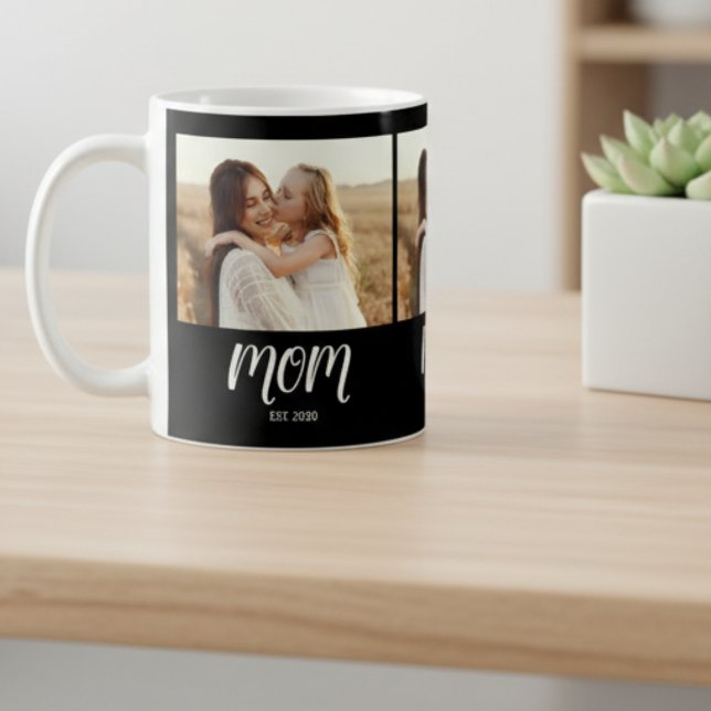 Caneca De Café Mom Established Script Black 3 Photo (Criador carregado)