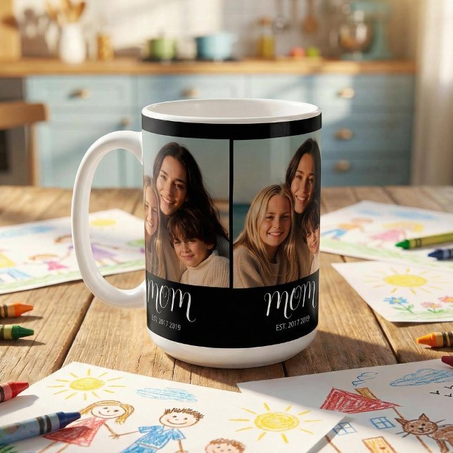 Caneca De Café Mom Established Script Black 3 Photo (Criador carregado)