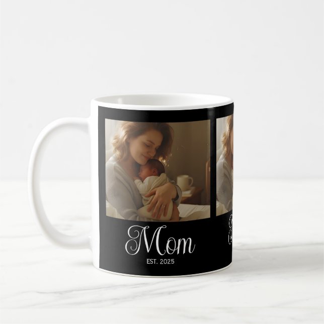 Caneca De Café Mom Established Script Black 3 Photo (Esquerda)