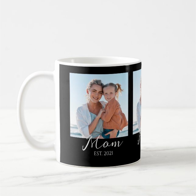 Caneca De Café Mom Established Script Black 3 Photo  (Esquerda)